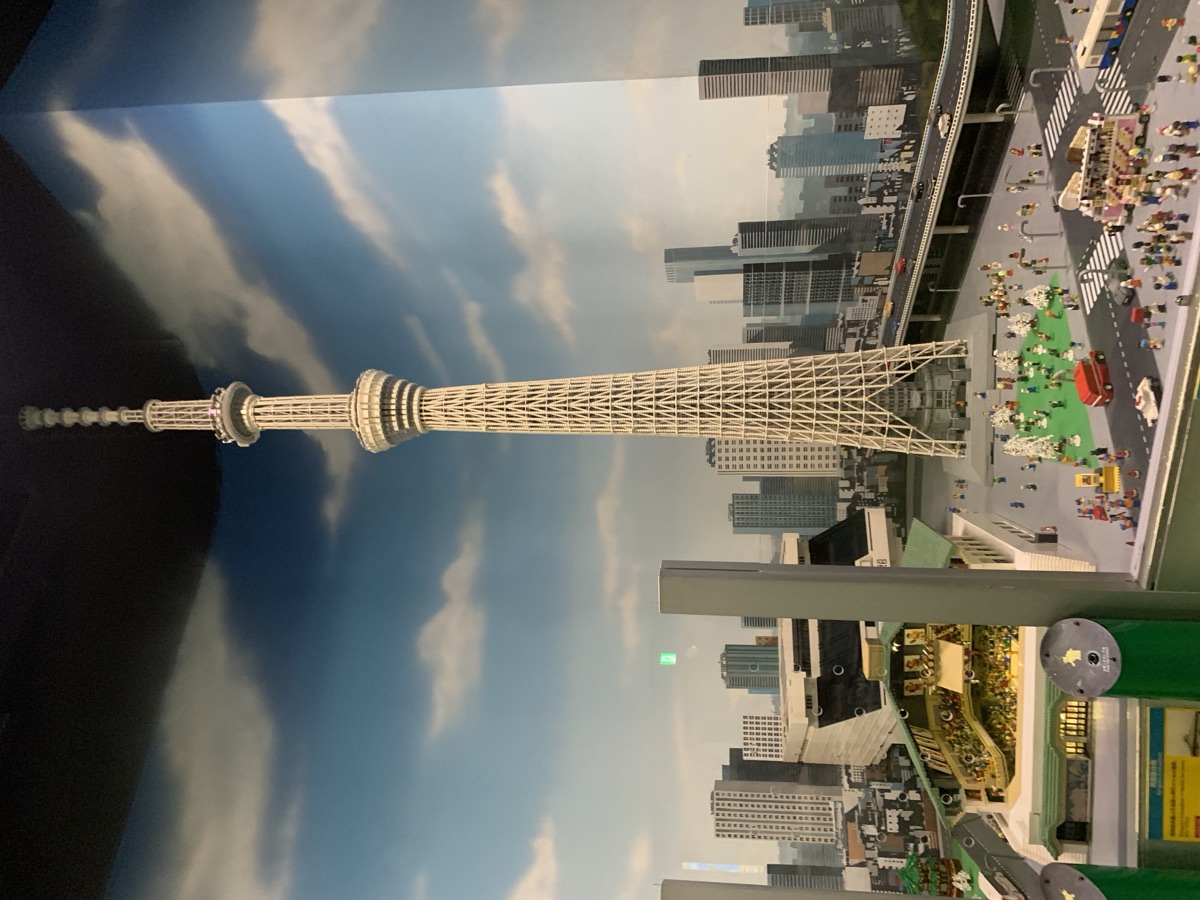 LEGO Miniland Tokyo diorama featuring the Tokyo Skytree model